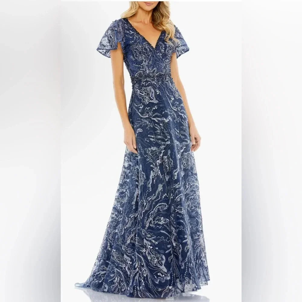 Embroidered Embellished Flutter Sleeve Gown
Mac Duggal 20301 NWT